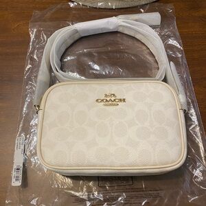 NWT ~ Coach CY752 Mini Jamie Camera Bag In Signature Canvas Gold/White/Chalk